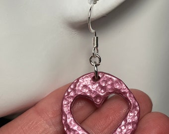 Pink Mica Heart Cutout Dangles