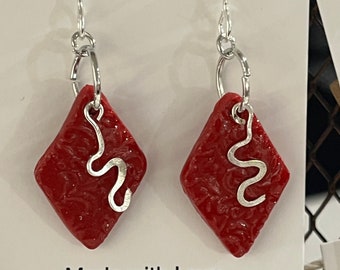 Red Silver Metal Dangle