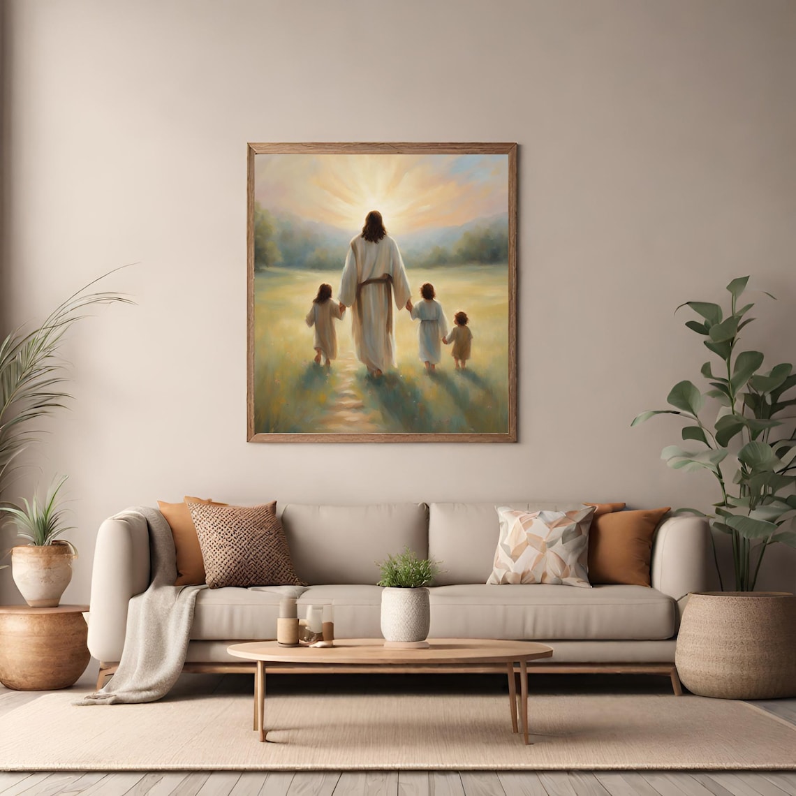 Jesus Walking With Children Wall Art | Jesus and Three Children | Jesus ...