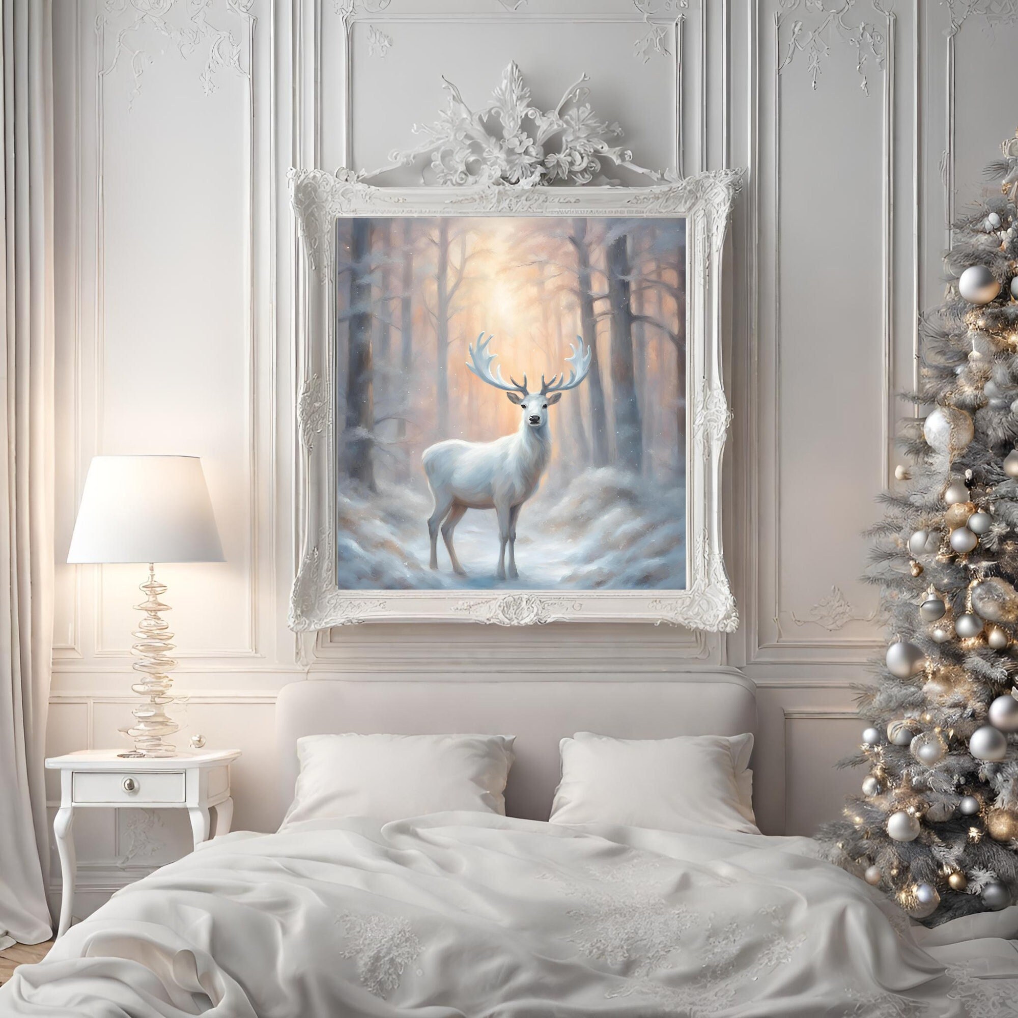Elegante Rentier Wandkunst: Winter Schnee Szene mit majestätischen Rentier  im Schnee - Perfekte Weihnachtsdeko 2023! - Etsy Schweiz, image size:2000x2000