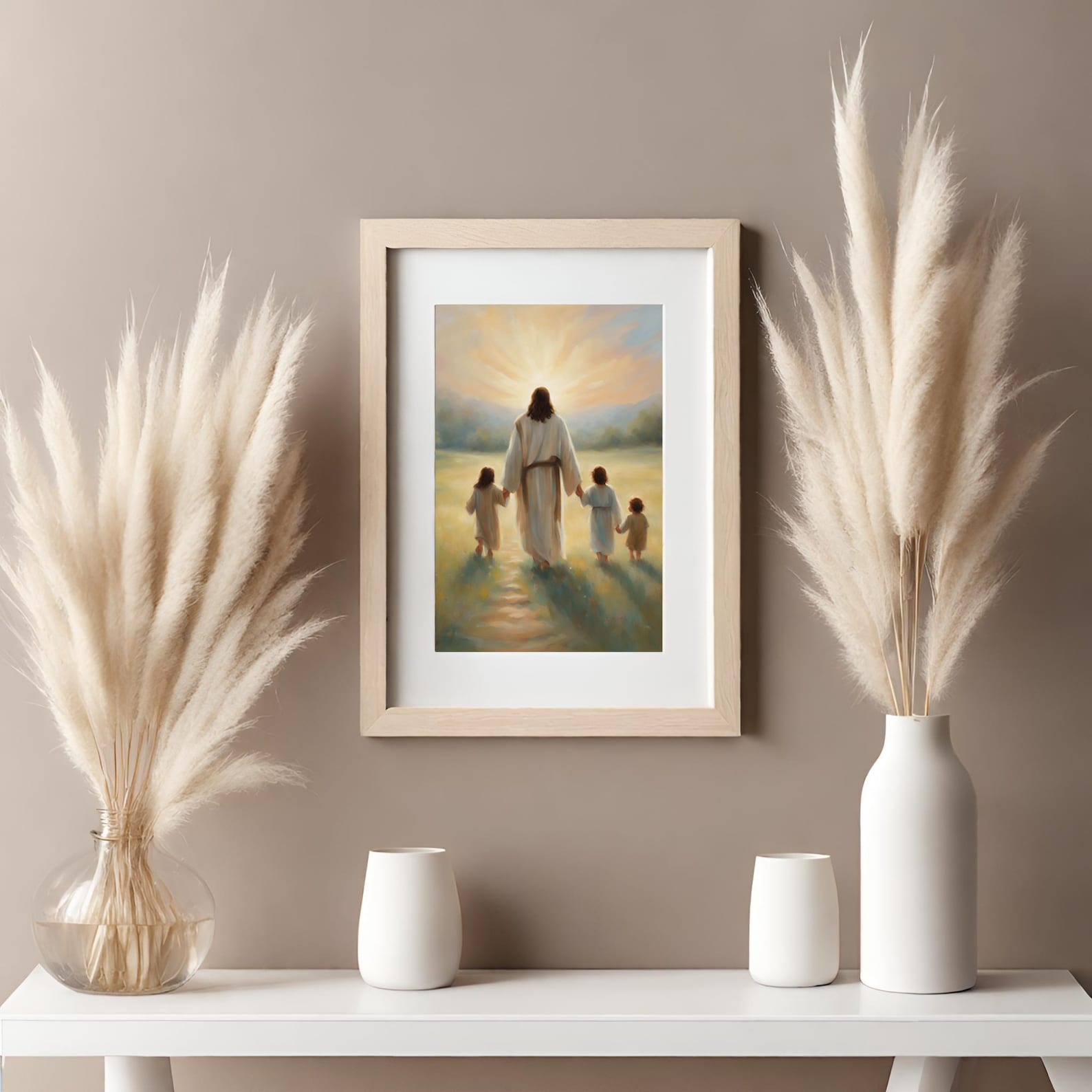 Jesus Walking With Children Wall Art | Jesus and Three Children | Jesus ...