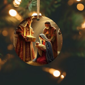 Nativity Scene Ceramic Ornament ,Three Wise Men  ,Holiday Decor, Nativity Scene Ornament, Religious Gift, Christmas Decoration