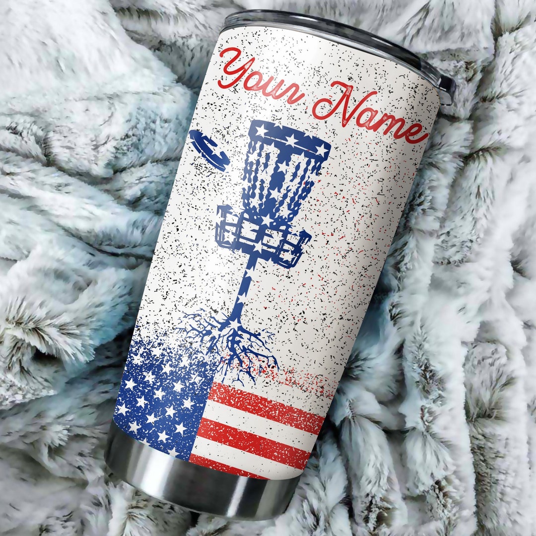 Yabanavstoreamerican Flag Disc Golf Tumbler Whitetail Deer Etsy