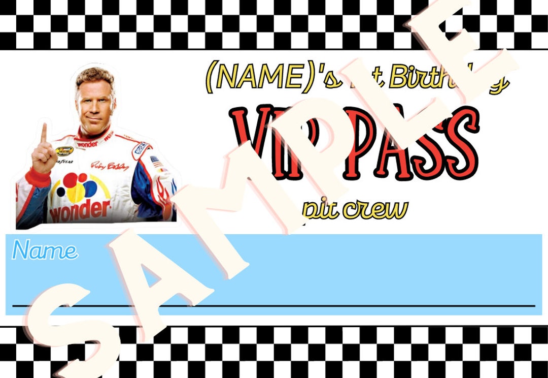 Talladega Nights/racing Birthday Party driver Registration Name Tags Etsy