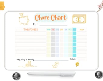Kids chore chart | Printable chore chart | Kids chore tracker | Chore chart | Chore chart for kids | Chore download | Weekly chore chart