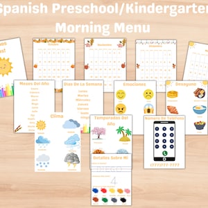 Menú de mañana de preescolar/jardín de infantes en español