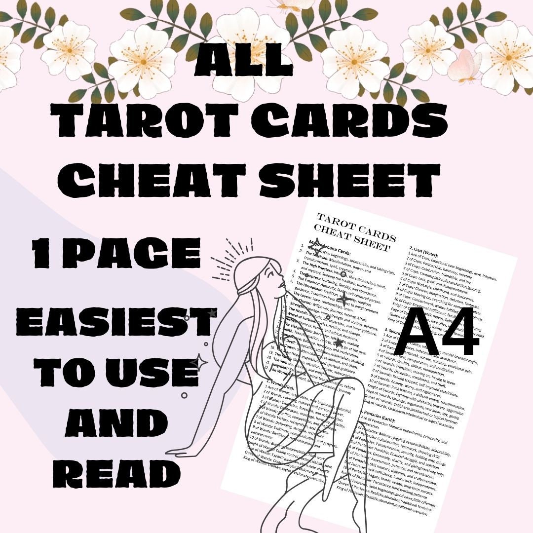 Tarot Cards Cheat Sheet Easy to Use Most Practical Guide One Page Minor