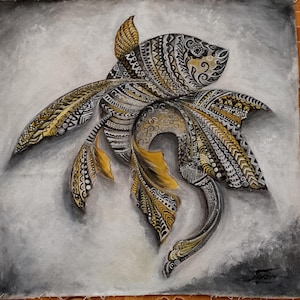 Dessin de poisson sur toile Acrylique