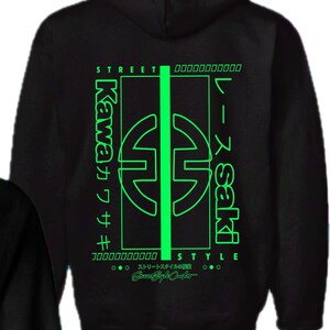 Kawasaki Motorcycle Hoodie With a Unique Japan style Design Motorcycle Racing Streetwear Unique Hooded Sweatshirt Etsy UK