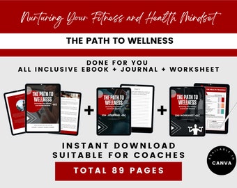 Fitness Coaching Program | Rebrandable eBook, Client Worksheets & Fitness Mindset Journal | Canva DFY Template