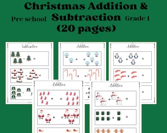 Christmas Addition and Subtraction pre school & Grade 1