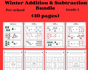 Winter Addition and Subtraction Bundle Pre-K and Grade 1