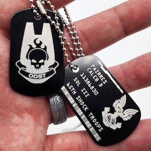 Custom Engraved Sci-Fi Trooper Dog Tags | Personalized Metal ID Tags with Military Style | Cosplay Prop, Collector Gift