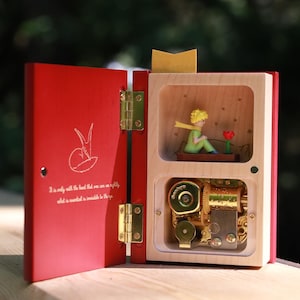 Caja de música personalizada de El Principito / Libro de cartas de amor personalizado / Nombre grabado / Recuerdo de cumpleaños / Regalo del Día del Padre / Regalo para recién nacido
