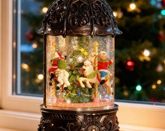 Christmas Carousel Snow Globe Music Box | Christmas Gift  |  Christmas Night Light