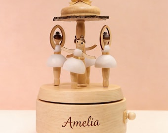 Personalized Ballerina  Music Box |  Girl Birthday Keepsake Gifts | Baby girl Gift | Valentine Gift | Engraved Name Gift