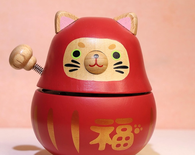 Lucky Cat Music Box Handmade Wooden  – Japanese Style, “The Magic Flute”, Birthday & Home Decoration Gift