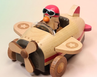 Airplane Music Box – Moving Propeller Wind-Up Musical Toy – Personalized Engraved Gift (Father’s Day / Birthday)