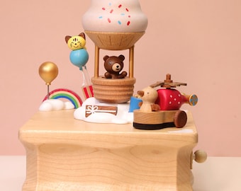 Personalized Hot Air Balloon  Music Box/ Personalized Gift / Engraved Name Valentine Gift