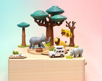 African Safari Music Box – Personalized Engraved Gift – Father's Day Gift - Travel Gift