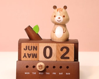 Perpetual Calendar Music Box - Custom Engraved Gift - Desk Decor - Birthday, Christmas, Anniversary，Back to School
