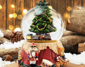 Nutcracker Christmas Tree Snow Globe Music Box  | Light-Up  | Christmas Gift for Her & Him