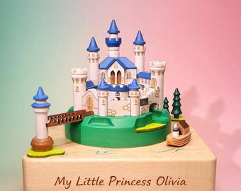 Castle  Music Box • Personalized  Wooden Gift •  Valentine's Day Gift • Girl Gift • Baby Shower Gift • Nursery Decor