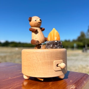 Personalized Bear Bonfire  Music Box | Luminous music box | Keepsake Gift for Kids | Baby Shower Gift | Engraved Name Toy