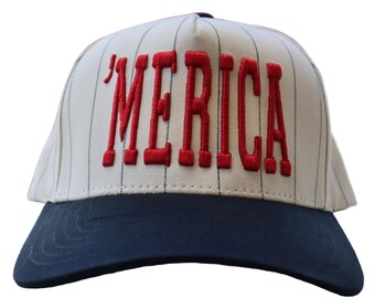Embroidered Merica Pinstripe Baseball Cap Unisex, Adult, Hat