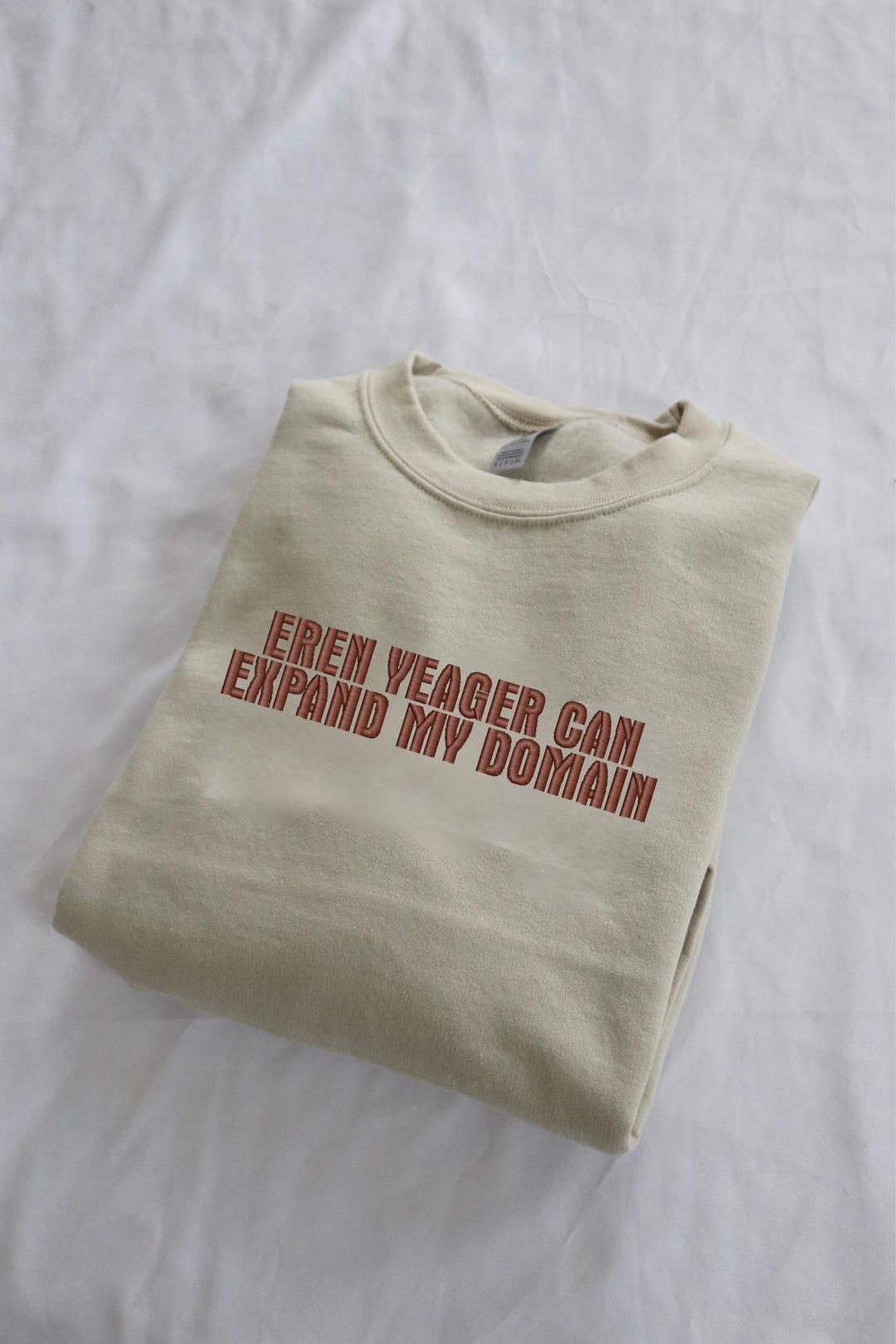 Embroidered 'eren Yeager Can Expand My Domain' Hoodie or Crew Neck ...