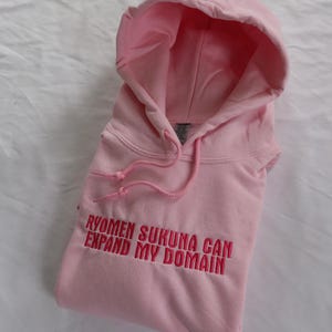 Embroidered &#39;Ryomen Sukuna can expand my domain&#39; Hoodie or Crew Neck, Long Sleeve, Classic fit, Unisex, Adult