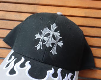 Grunge Cross Flame 6 Panel Low Profile Baseball Cap, Unisex, Adult