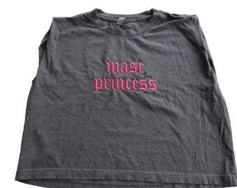 Embroidered Masc Princess Cropped Muscle Tee, Tank Top, Crop Fit, Unisex, Adult (Copy)