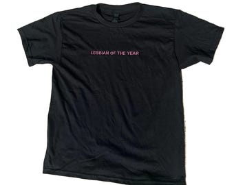Embroidered Lesbian Of The Year, Short Sleeve, Petite fit, Unisex, Long Crop Top
