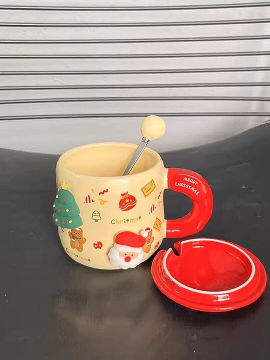 Cute Christmas Mug Spoon With Lid Ceramic Cup for Couple Etsy