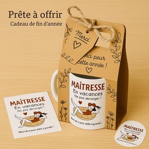 Pack cadeau fin d’année – “Maîtresse OFF” – Mug + carte + sticker – Merci maîtresse avec humour !