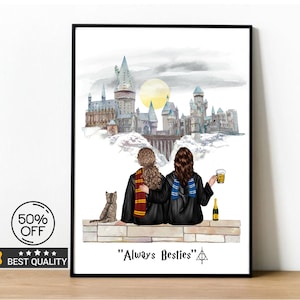 Gepersonaliseerde print magische tovenaarsschool voor kerst BFF - familie - bestie - kerst - digitale prints