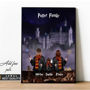 Custom Wizard Portrait | Family, Couple, Best Friend, Siblings, Teacher, Mom, Dad Gift | Personalized Gift  .