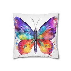 Colorful Butterfly Square Pillowcase | Vibrant Home Decor | Butterfly Lover Gift | Boho Pillow | Living Room Accent | Nature Cushion Cover