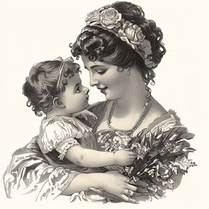 Glückliche Mutter Tag viktorianischer Stil Clipart Bundle 31 hochwertige JPGs, 3000x3000 pix, 300 DPI, digitaler Download, Kartenherstellung, druckbare Kunst