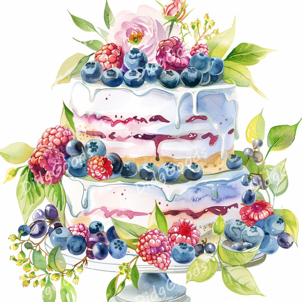 Watercolor Birthday Cake Clipart Bundle, 28 High Quality PNG 300 DPI ...