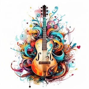 Paquete de imágenes prediseñadas de música: 24 archivos JPG de alta calidad, 300 DPI, descarga digital para hacer tarjetas, manualidades con papel digital, arte imprimible, invitaciones y más