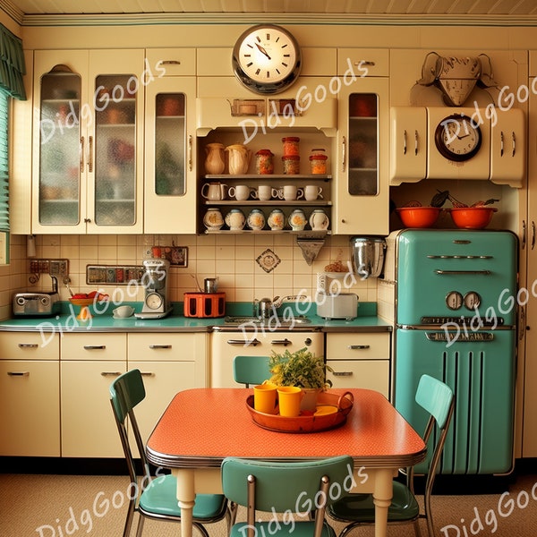 Vintage Kitchen Clipart Bundle 36 High Quality PNGs 3200x3200 pix, 300 DPI, Digital Download, Card Making, Printable Art