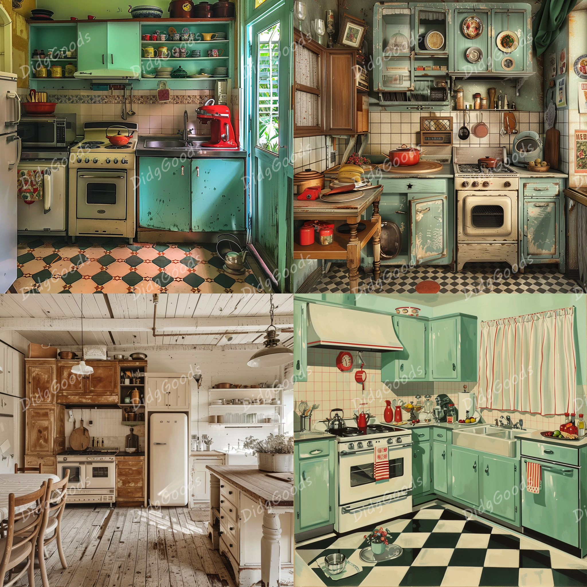 Vintage Kitchen Clipart Bundle 16 High Quality Jpgs 3200x3200 Pix, 300 ...