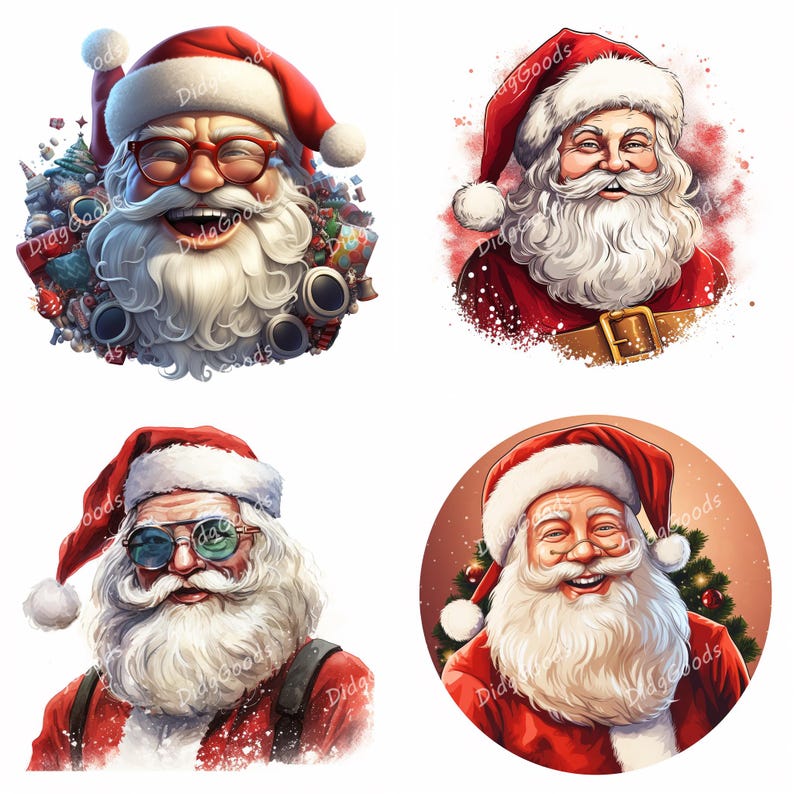Santa Clipart Bundle 24 High Quality Jpgs 3000x3000 Pix, 300 DPI ...