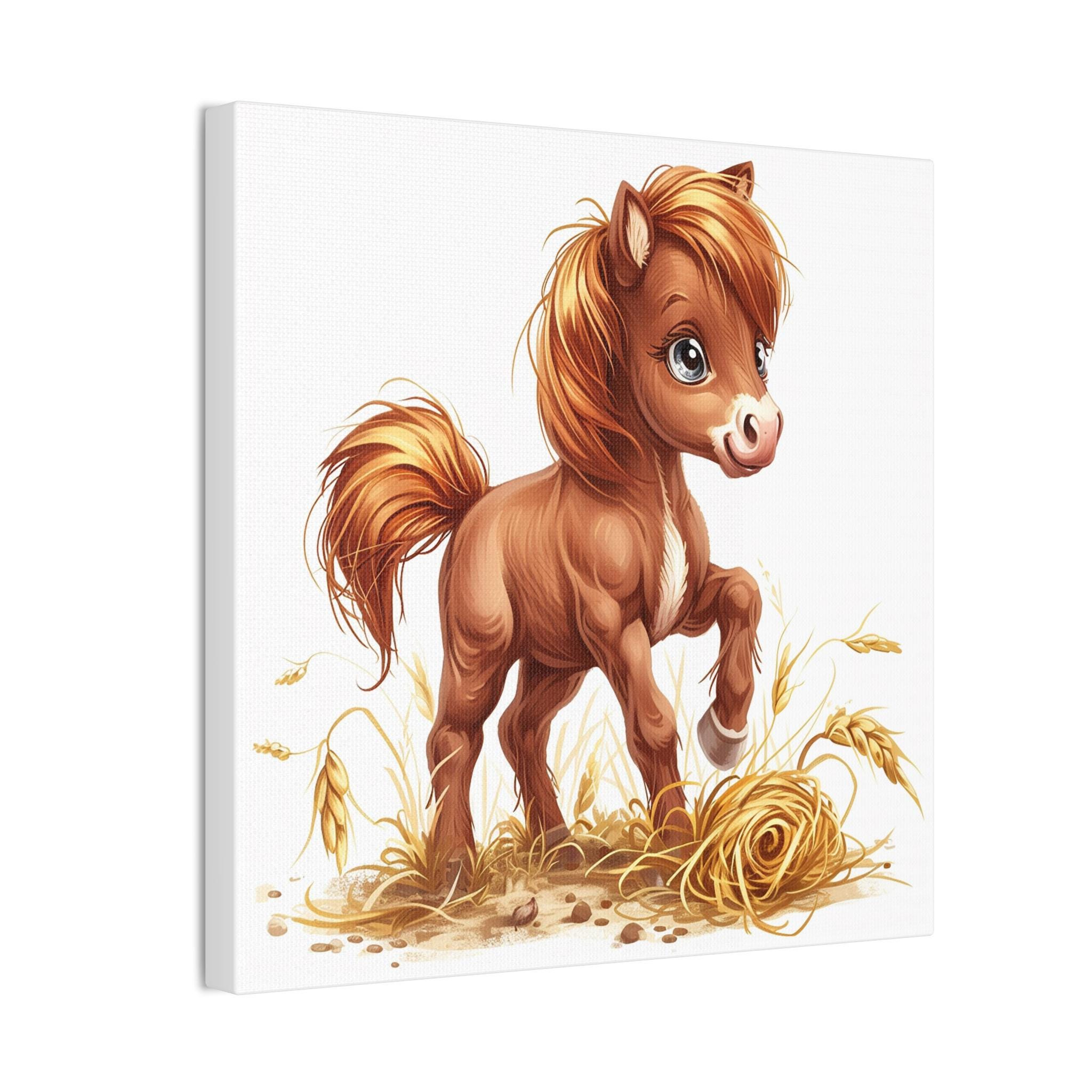 愛らしいポニーのキャンバスウォールアート | かわいい馬の装飾