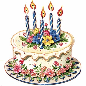 Birthday Cake Clipart Bundle For: Card Making, Printable Art 16 High ...