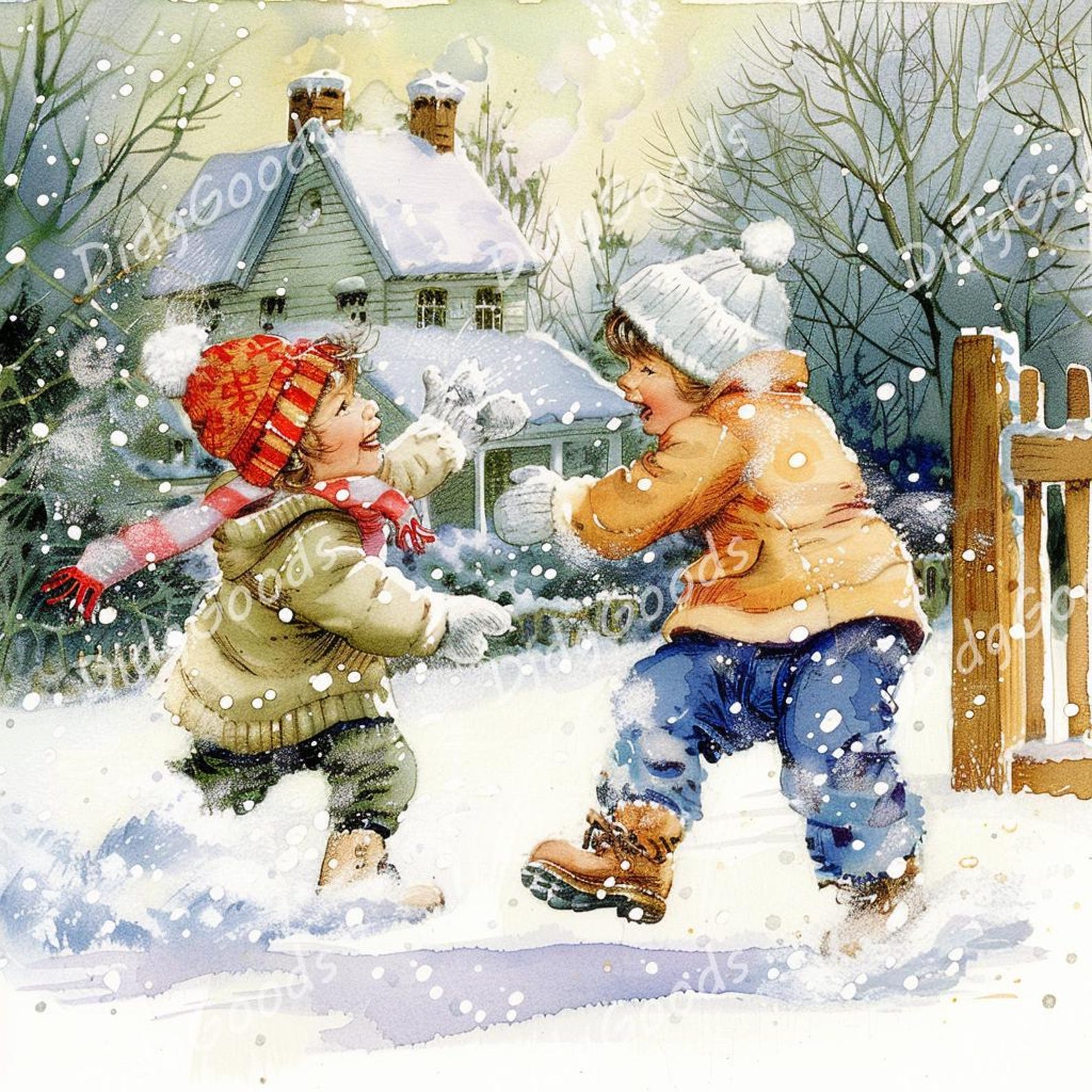Children Playing in Snow Winter Clipart Bundle 24 High Quality PNG ...