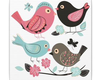 Colorful Bird Canvas Wall Art | Whimsical Home Decor | Nursery Art | Gift for Bird Lovers | Spring Decoration | Cute Animal Wall Hanging
