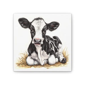 Cute Cow Art Print | Rustic Farmhouse Decor | Animal Lover Gift | Country Style Wall Art | Cow Artwork Pet Lovers Gift